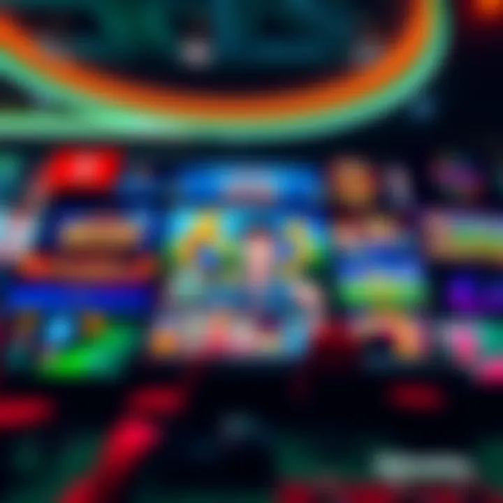 A vibrant graphic showcasing various online games available on platforms
