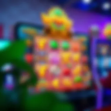 Mobile Slot Game Interface in Malaysia A vibrant mobile slot game interface showcasing colorful graphics and engaging symbols