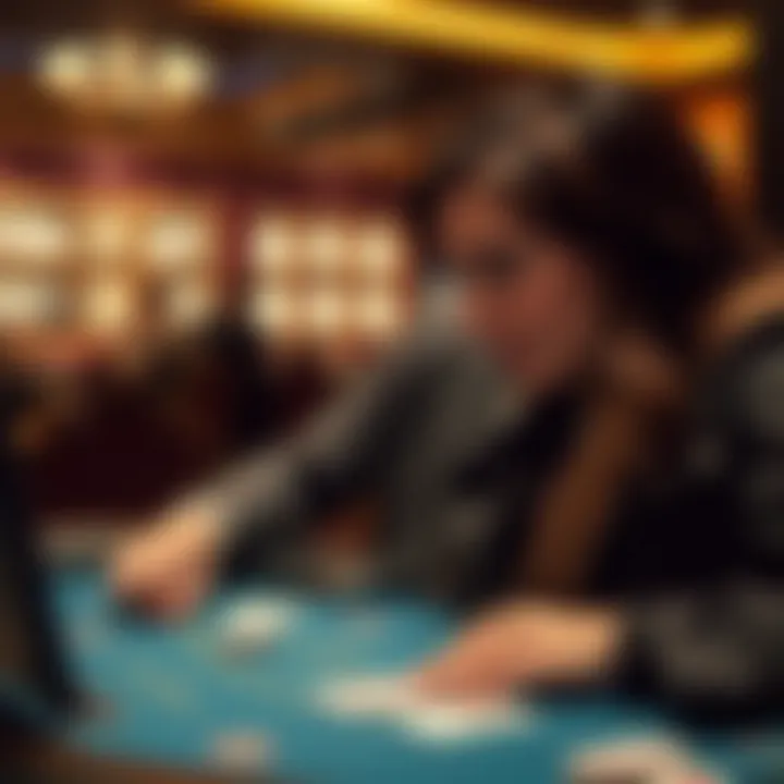 Strategizing in Online Blackjack A player strategizing while playing blackjack on a device
