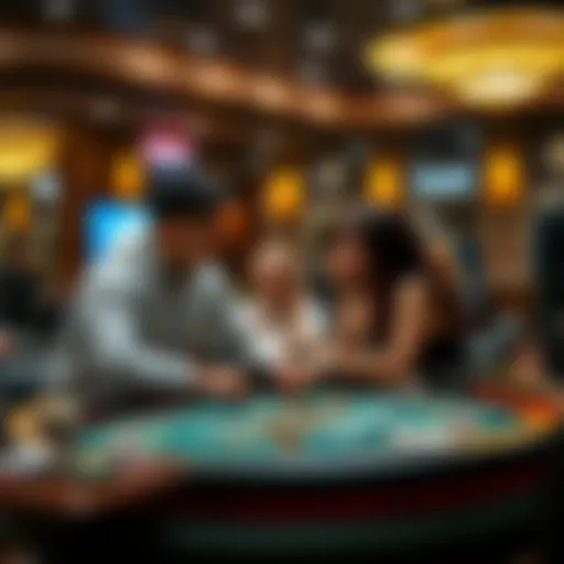 A virtual casino table with players engaged in a game