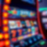 A vibrant slot machine display with colorful symbols