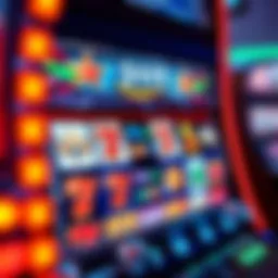A vibrant slot machine display with colorful symbols